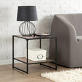 Zinus Modern Studio Bedside Table Set of 2 - Brown MDF with Metal Frame and Lower Shelf - AU-COMBOB