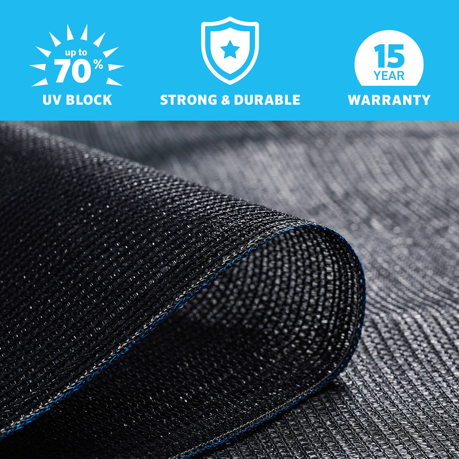 Coolaroo 1.83 x 1.83m Graphite Heavy Duty Shade Cloth 70% UV Block
