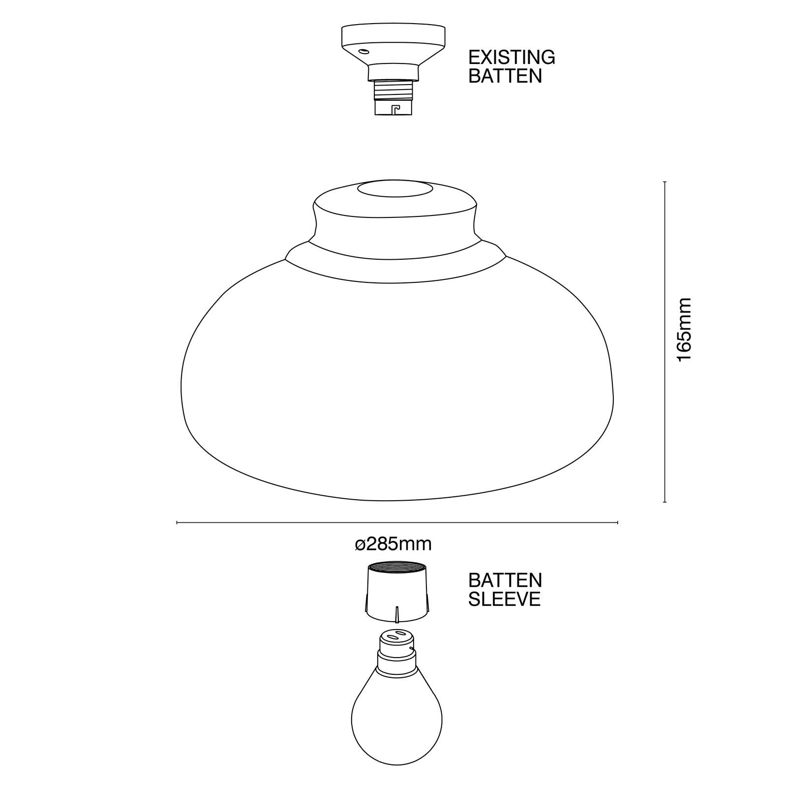 Brilliant Foundry 28cm Matt Black DIY Batten Fix Light Shade B22