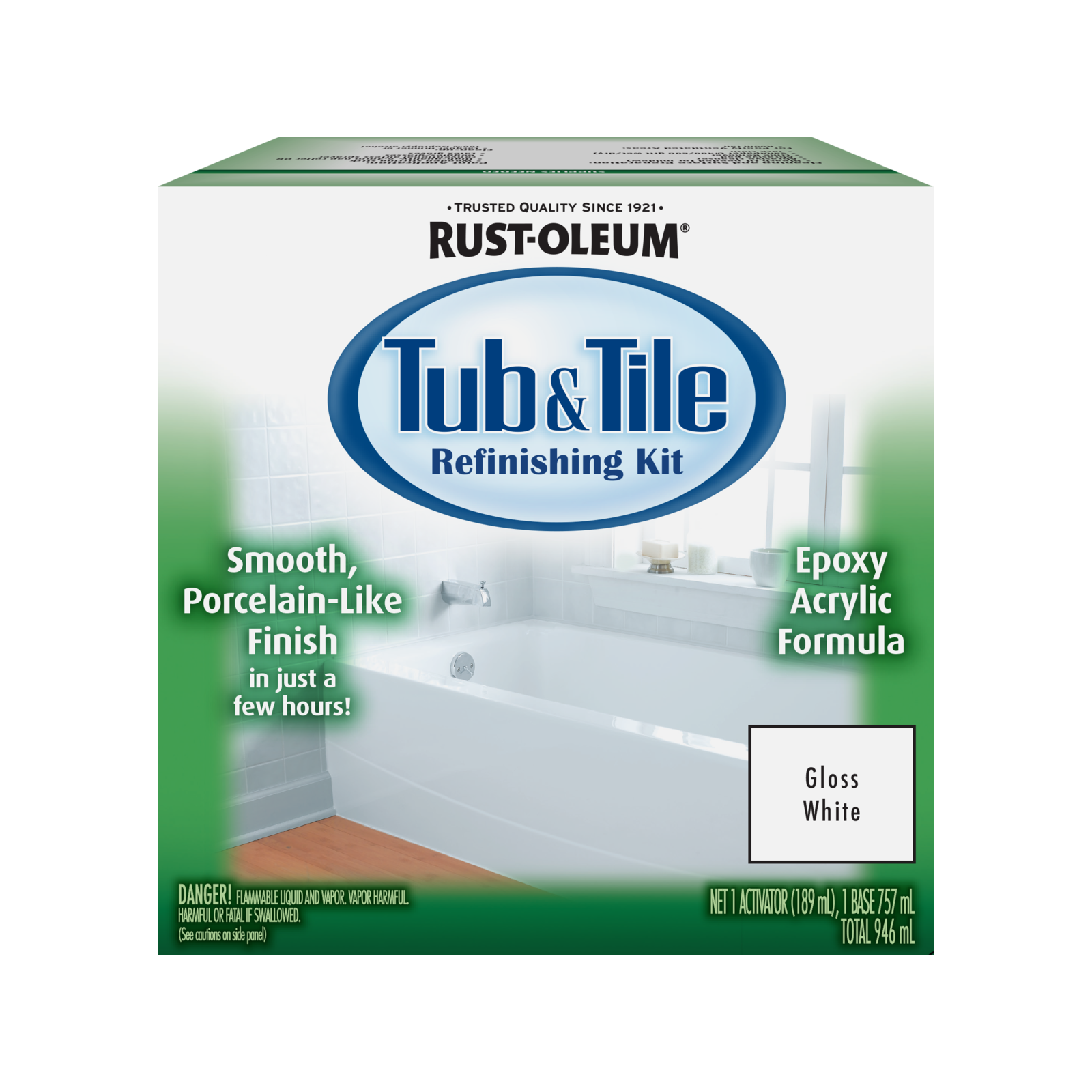 Rust-Oleum 946ml White Gloss Tub & Tile Refinishing Kit