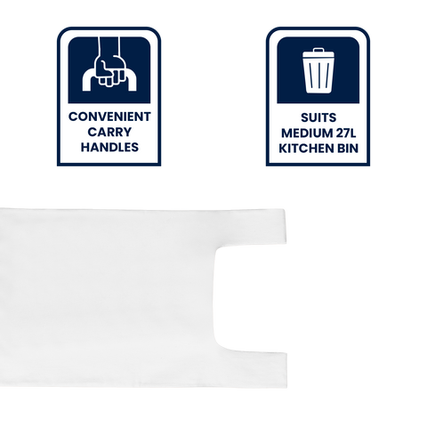 GRUNT 27L White Medium Kitchen Tidy Bags, 50 Pack, HDPE with Handles