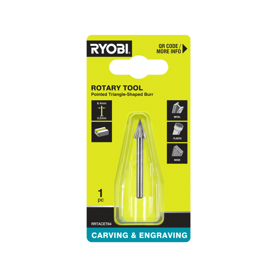 Ryobi Engraving Burr - 6.4mm Pointed Triangle - High-Speed Steel - Precision Carving - SuperSaverAU - view 1