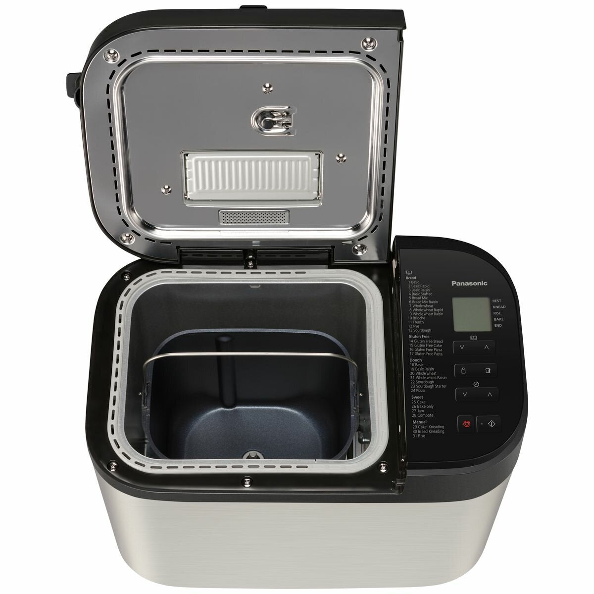 Panasonic Bread Maker - 1.1kg Loaf, 31 Auto Programs, Fruit and Nut Dispenser, Stainless Steel - SD-YR2550SST