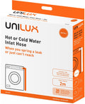 Unilux 2m hot or cold water inlet hose for washing machines and dishwashers - ULX107