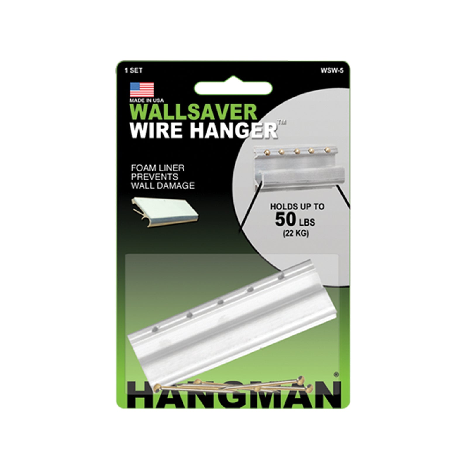 Hangman Wall Saver Safety Picture Hanger 7.6cm Brushed Aluminium 22kg