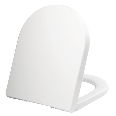 Mondella Rococo White Back To Wall D-Shape Toilet Seat with Slow Close Chrome Hinge