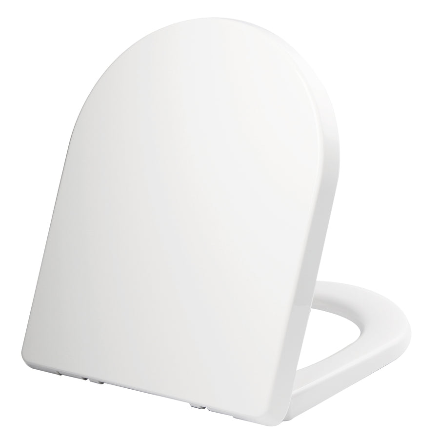 Mondella Rococo White Back To Wall D-Shape Toilet Seat with Slow Close Chrome Hinge