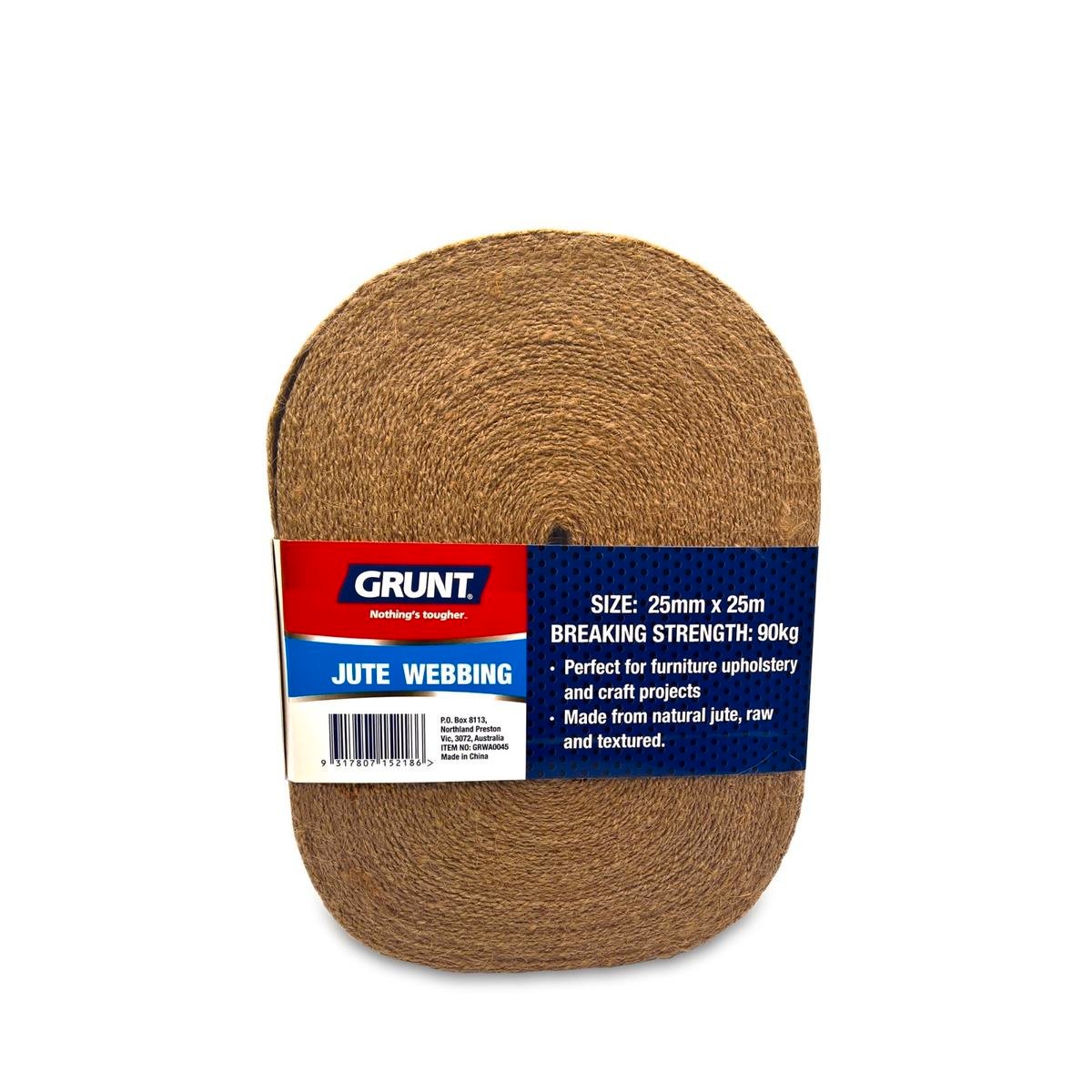 Grunt Jute Webbing 25mm x 25m Natural Fabric 90kg Breaking Strength - SuperSaverAU - view 1