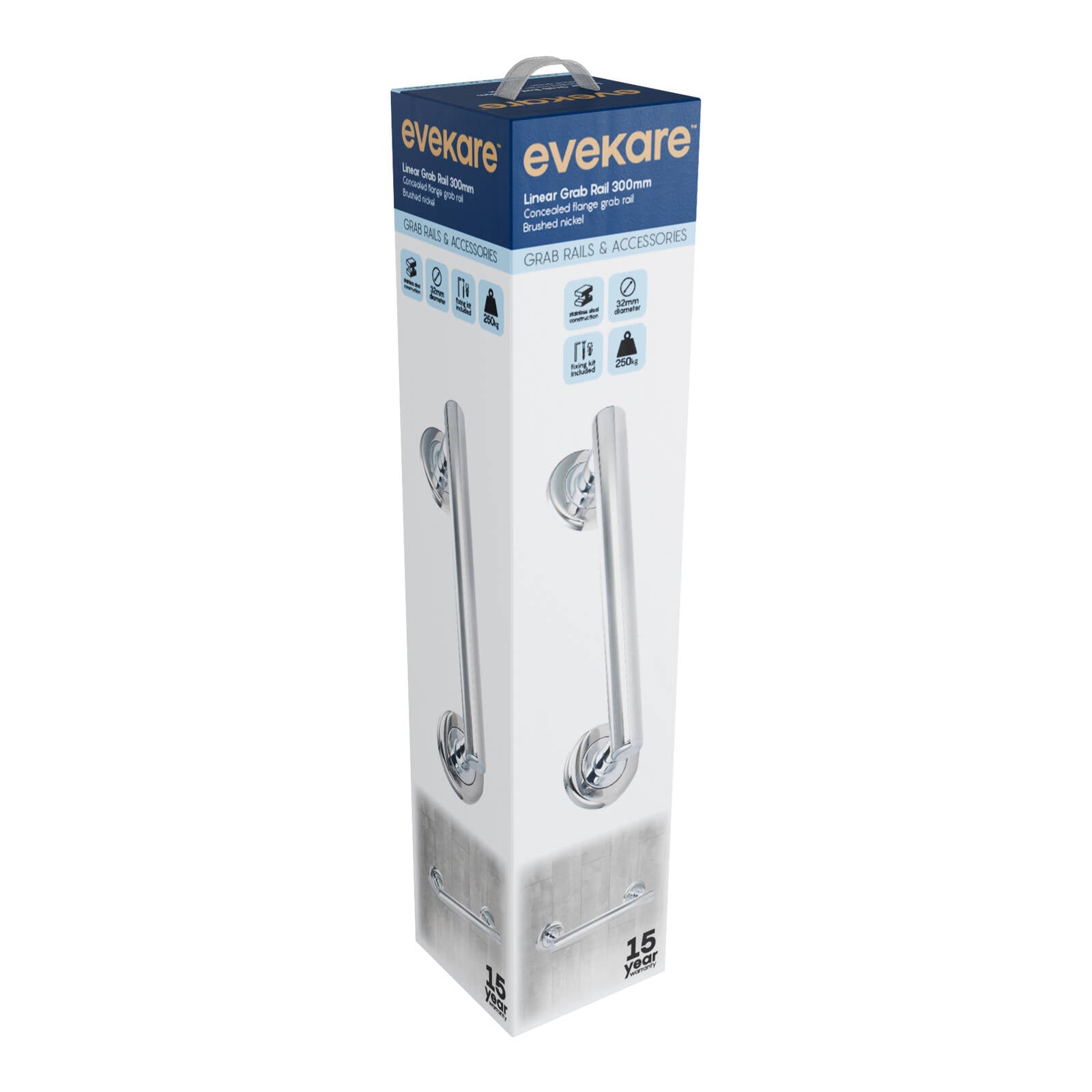 evekare 300mm Brushed Nickel Linear Grab Rail