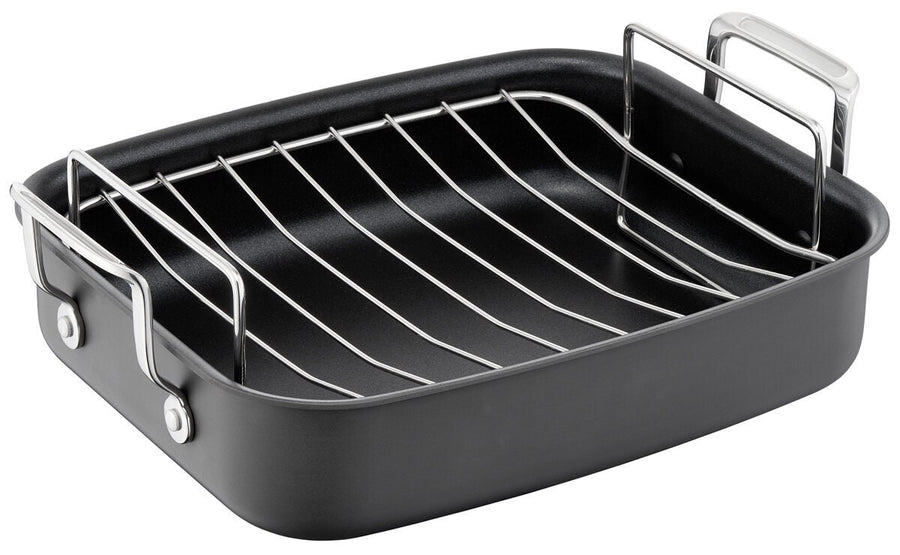 Tefal Jamie Oliver 26x32cm Non-stick Oven Roasting Baking Tray - Black - Stainless Steel Rack - H9029582