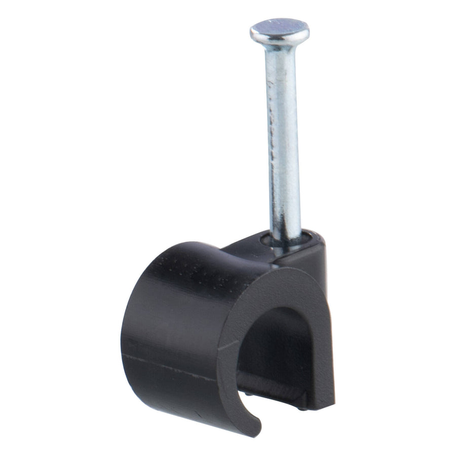 DETA 10mm Black Hook Cable Clips Plastic 100 Pack