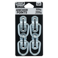 Grunt Galvanised D Ring Anchor Points with Bracket, Steel, 4 Pack