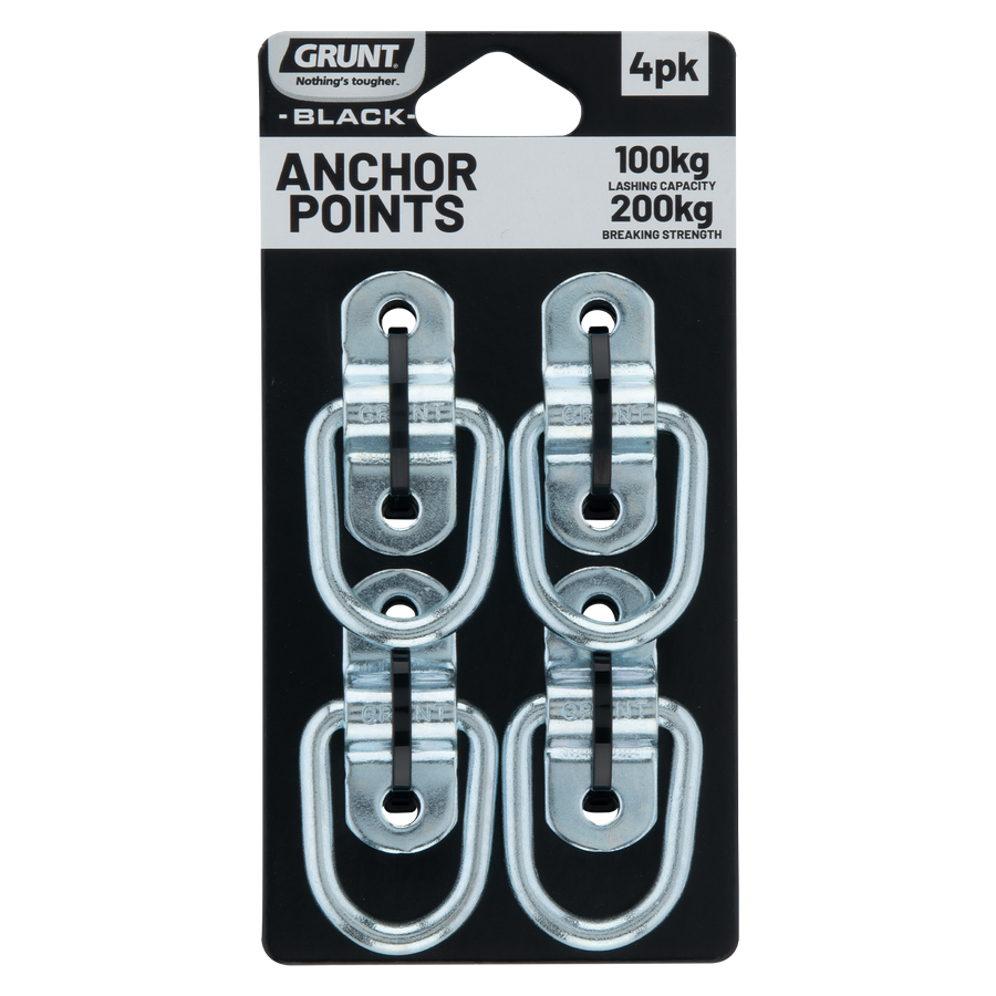 Grunt Galvanised D Ring Anchor Points with Bracket, Steel, 4 Pack