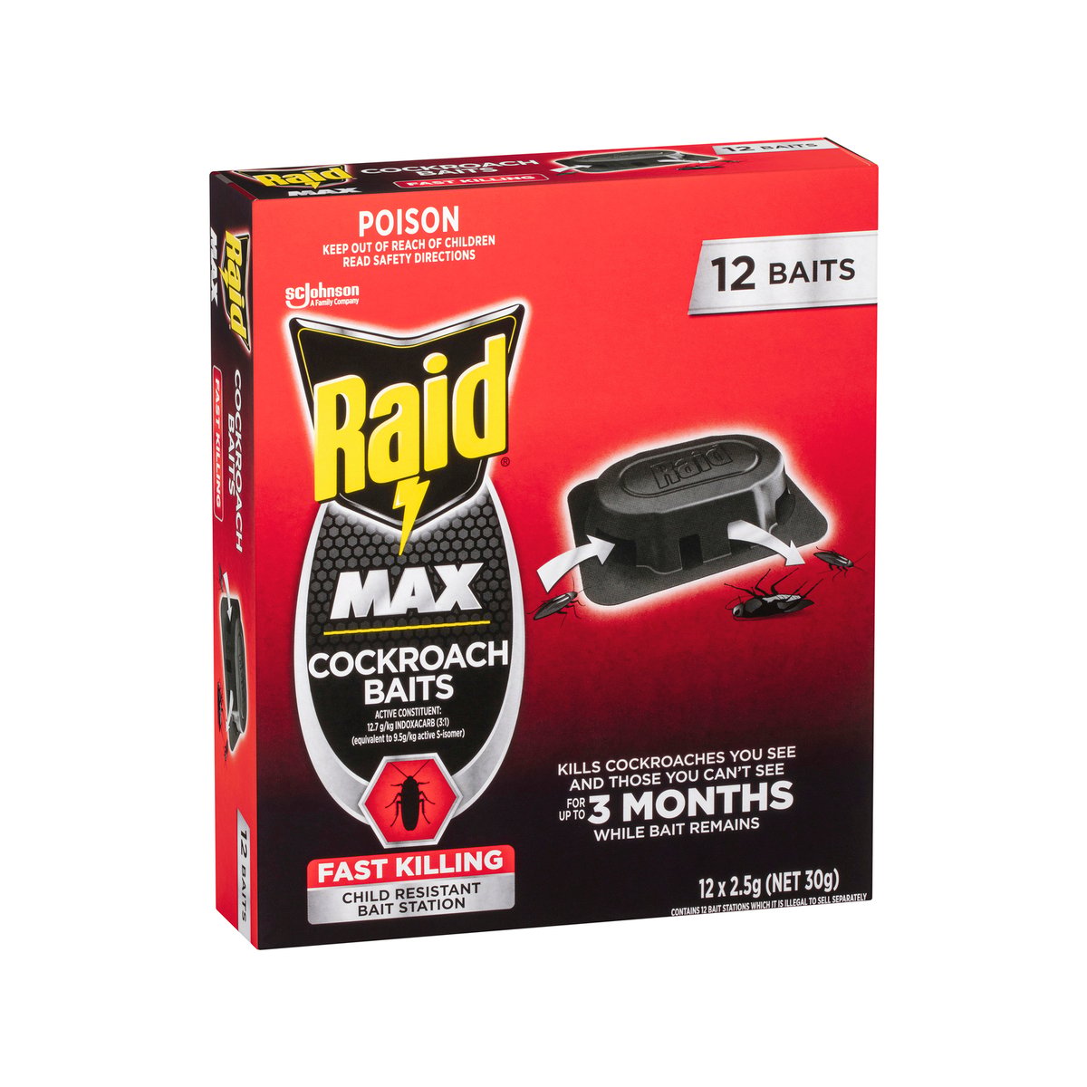 Raid Max Cockroach Baits - 12 Pack - Indoxicarb - Child Resistant - SuperSaverAU - view 1