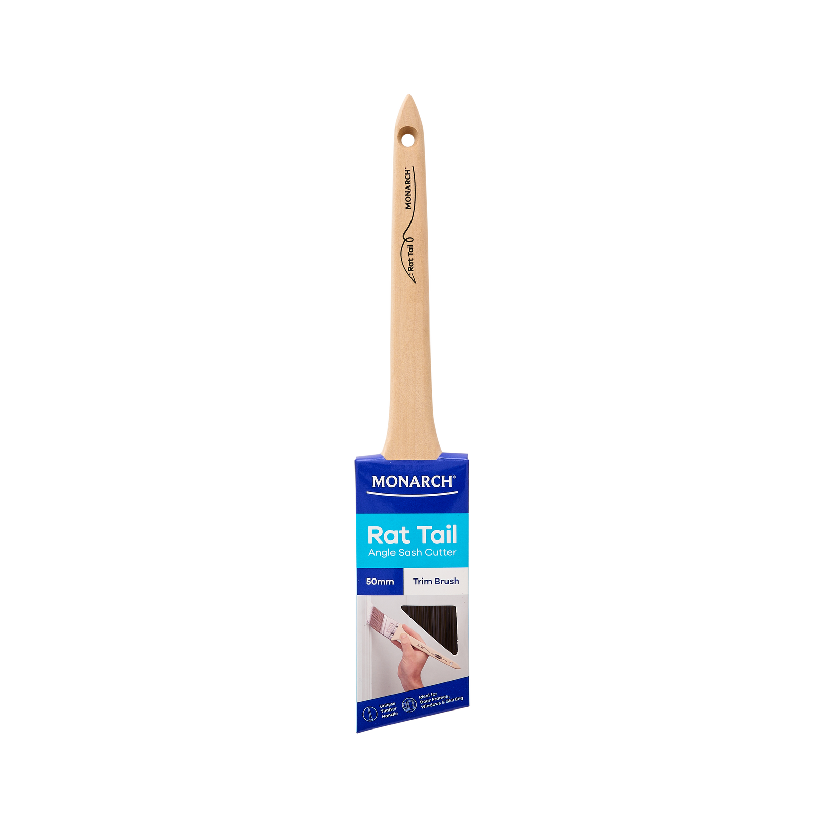 Monarch 50mm Rat Tail Trim Paint Brush, Tapered Synthetic Filament, Stainless Steel Ferrule
