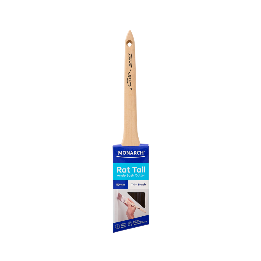 Monarch 50mm Rat Tail Trim Paint Brush, Tapered Synthetic Filament, Stainless Steel Ferrule