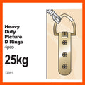 Everhang Picture Hanging D Ring - 25kg - Brass Plated - Heavy Duty - 4 Pack - SuperSaverAU - view 2