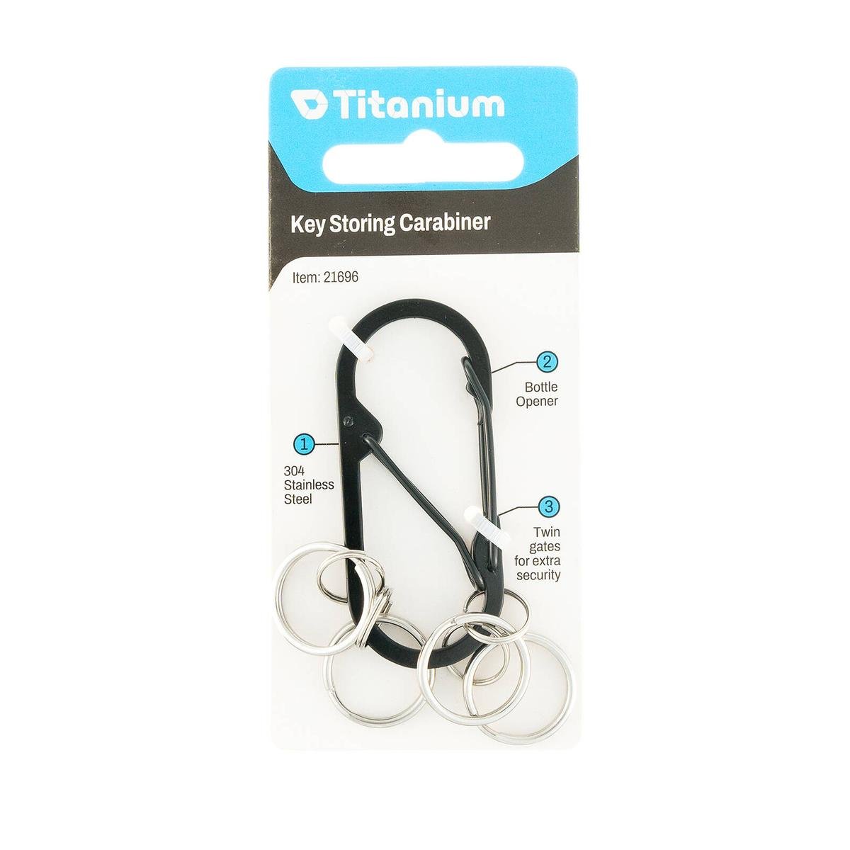 Titanium Key Storing Carabiner - 4 Key Rings - 127mm x 65mm - Durable - SuperSaverAU - view 1