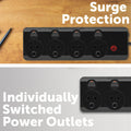 Arlec Black 4 Outlet Surge Protected Powerboard - 3m Lead - 350 Joule Protection - SuperSaverAU - view 3