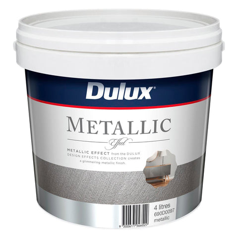 Dulux Design Metallic Effect Paint 4L Water Based Silver Finish - SuperSaverAU - view 1