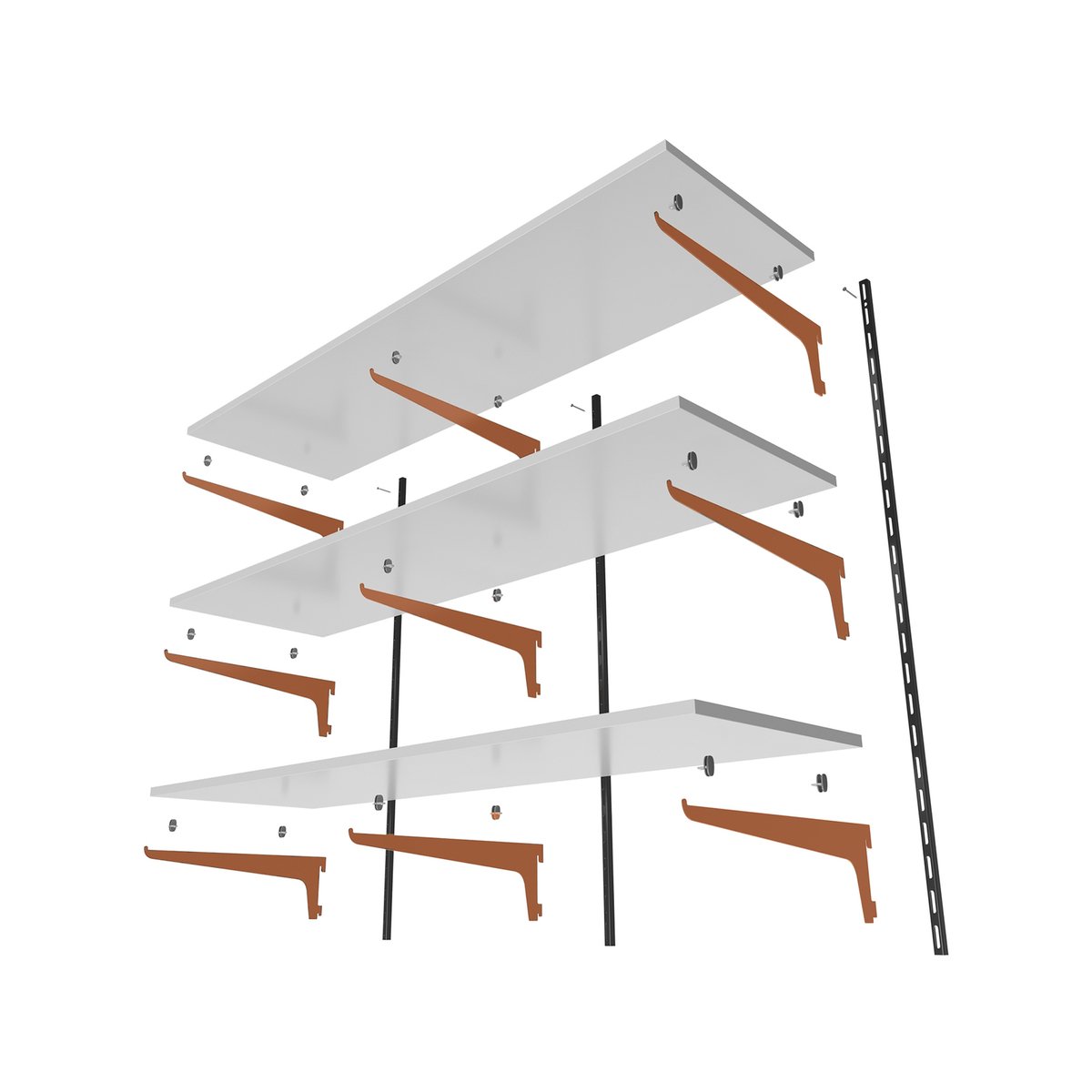 Flexi Storage 500mm Black Single Slot Bracket Steel Easy Install