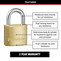 Master Lock 30mm Solid Brass Keyed Padlock, Hardened Steel Shackle, Pin Cylinder