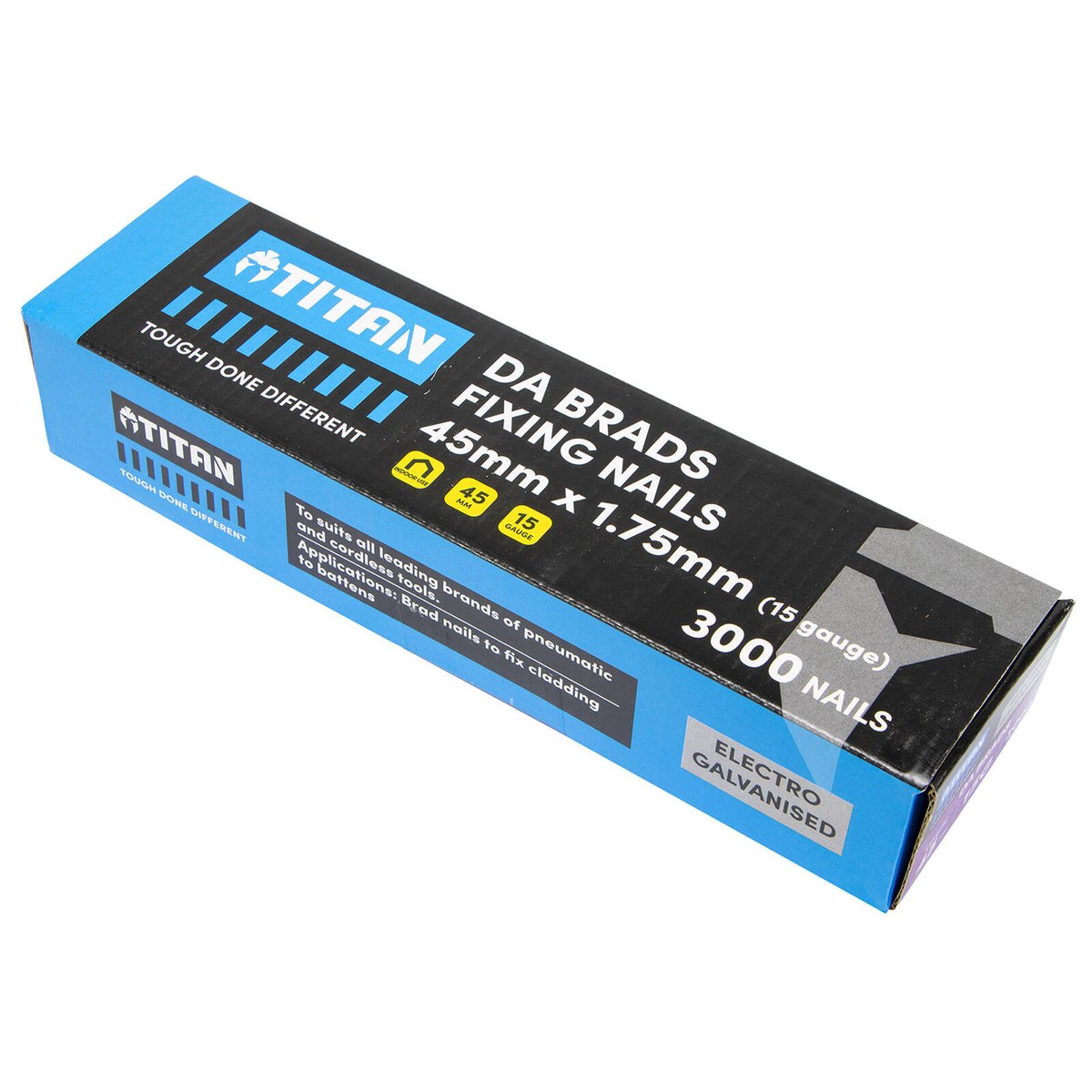 Titan 45mm Electro Galvanised 34° Angled Collated Nail Da Brads Pack 3000 - 15 Gauge - Precision Fastening - SuperSaverAU - view 3