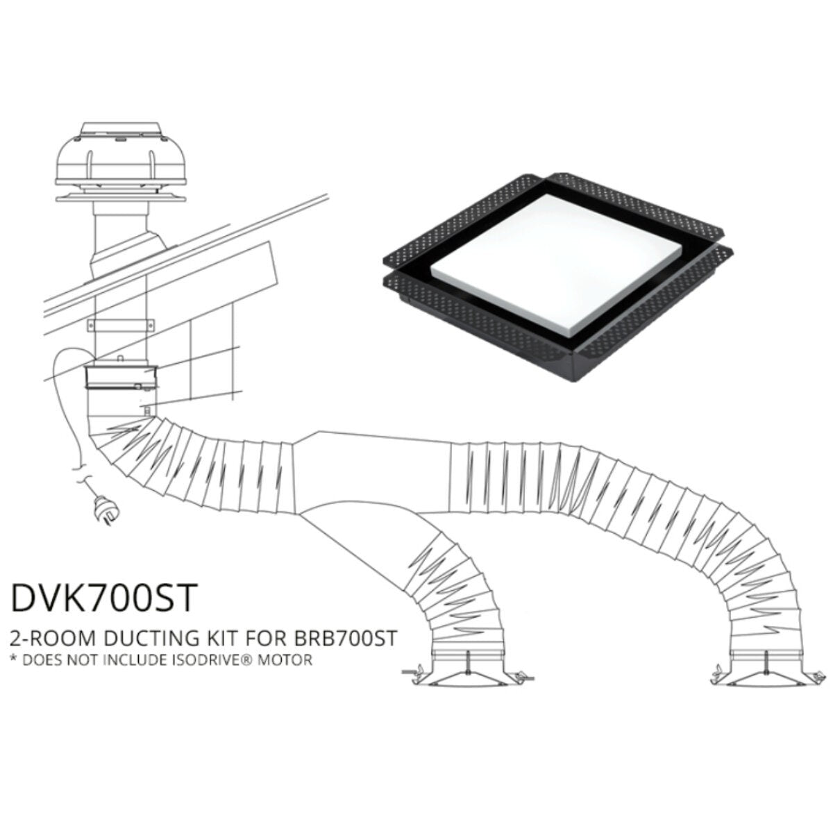 Schweigen Venting Kit - Room Vent, Y Connector and 2 x 3m Flexi Hose, White - DVK700ST