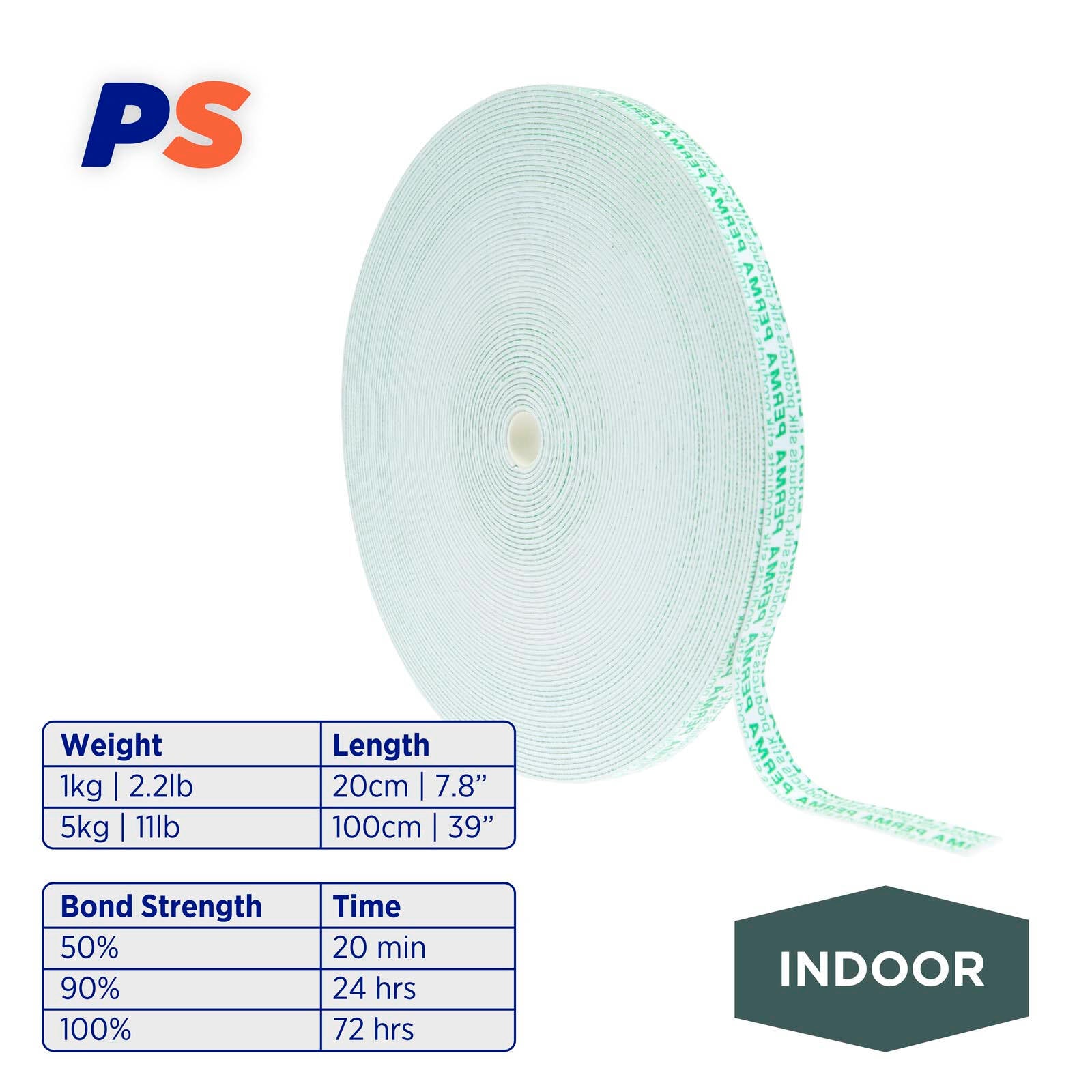 Permastik 12mm x 20m White Double-Sided Indoor Foam Mounting Tape