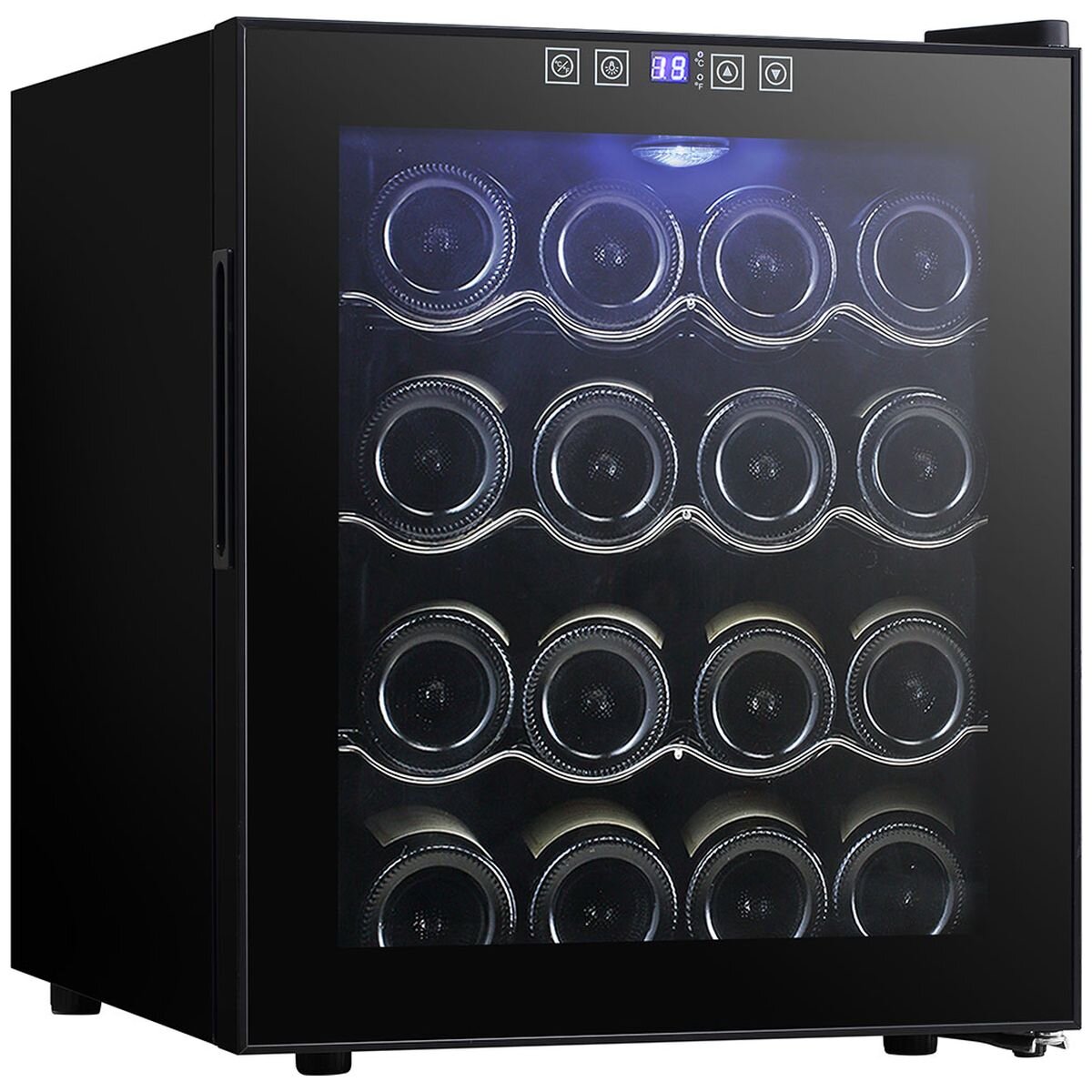 Little Cave 16 Bottle Single Zone Thermoelectric Wine Cooler - Black Cabinet, Touch Control - LCT16SB