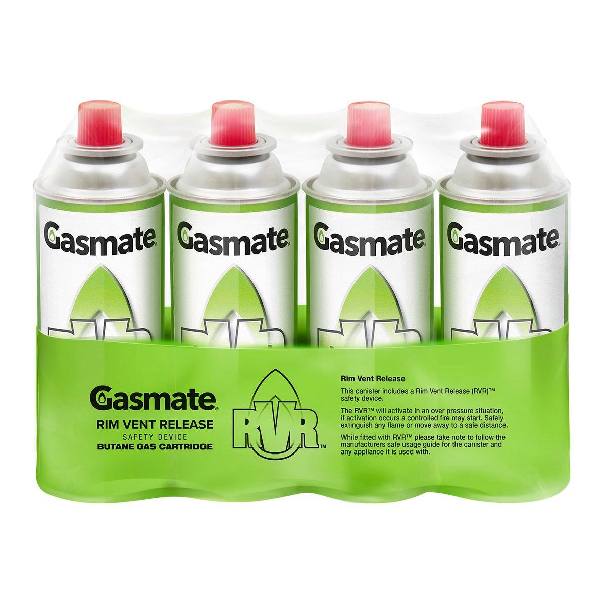Gasmate Butane Gas Cartridge - 220g - Steel - Rim Vent Safety - 4 Pack - SuperSaverAU - view 1