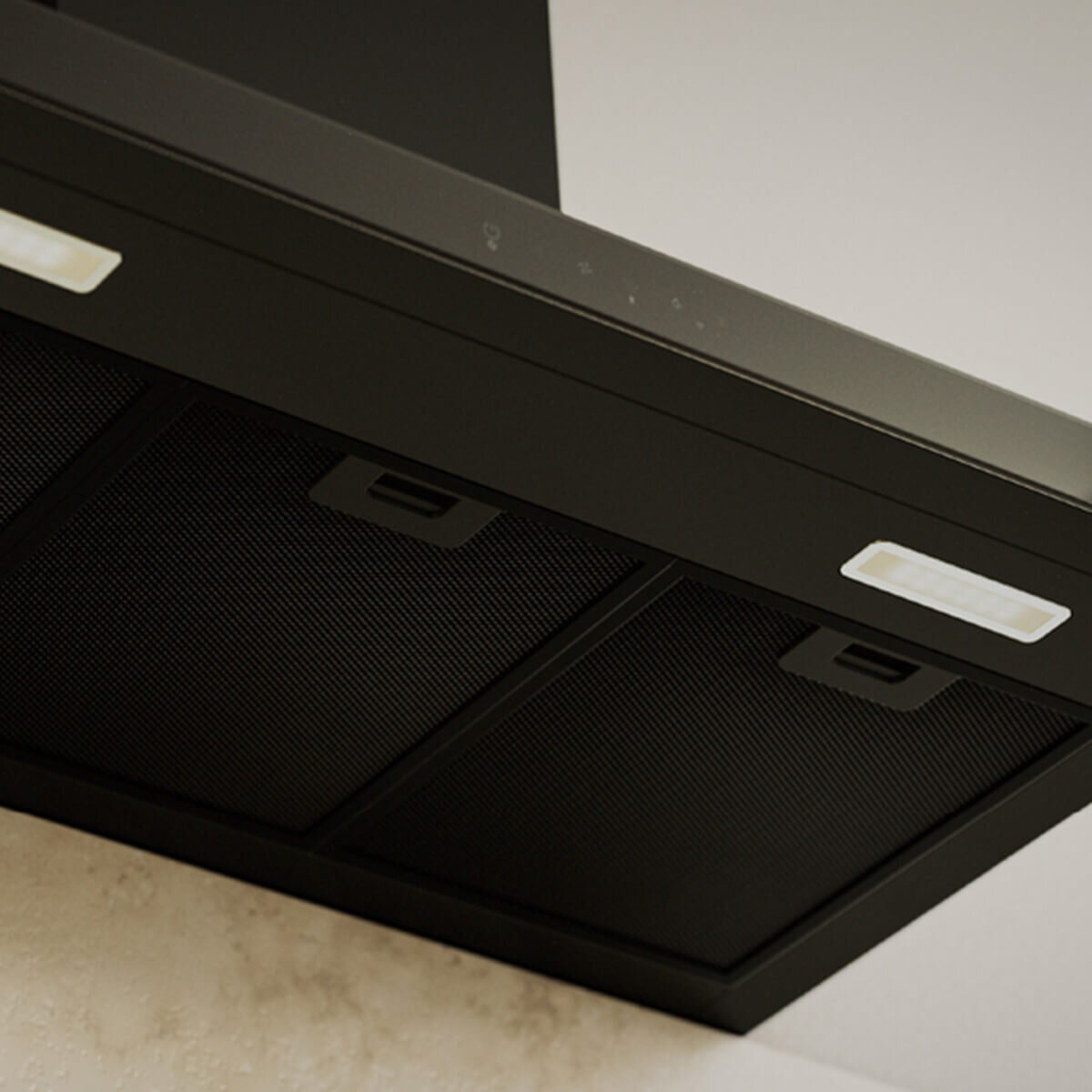 Haier 90cm 600 Series wall mounted canopy rangehood - matt black, Wi-Fi, hood to hob connection - HC90BMB2