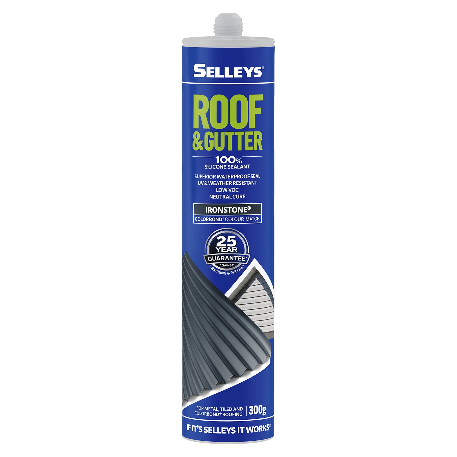 Selleys Roof and Gutter Silicone Sealant Ironstone 300g - Waterproof, UV Resistant Silicone Polymer