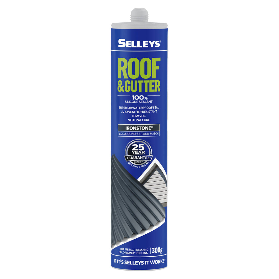 Selleys Roof and Gutter Silicone Sealant Ironstone 300g - Waterproof, UV Resistant Silicone Polymer