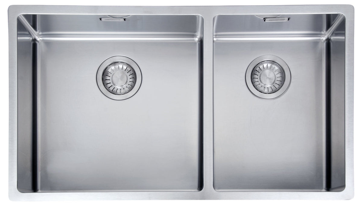 Franke Bolero 1 and 3/4 bowl sink with small bowl right, 34L and 24L - 18/10 stainless steel - BOX220-42/29SBR