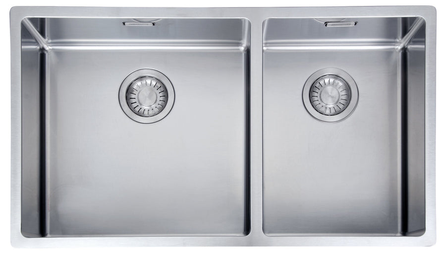 Franke Bolero 1 and 3/4 bowl sink with small bowl right, 34L and 24L - 18/10 stainless steel - BOX220-42/29SBR