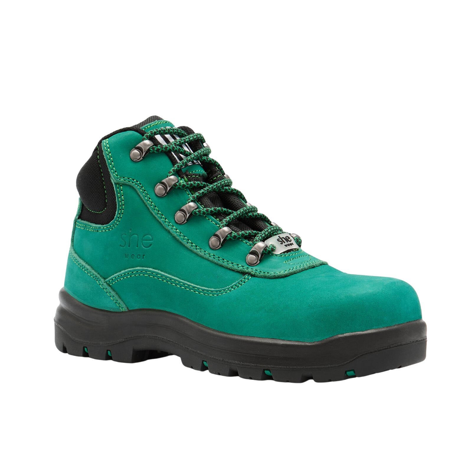 She Wear Does Womens Safety Work Boots Size 9/40 Green Nubuck Steel Cap, Water Resistant