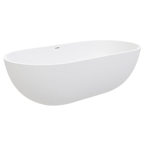 Fienza Nero 1780 Freestanding Oval Stone Bath - Matte White - With Overflow - ST12