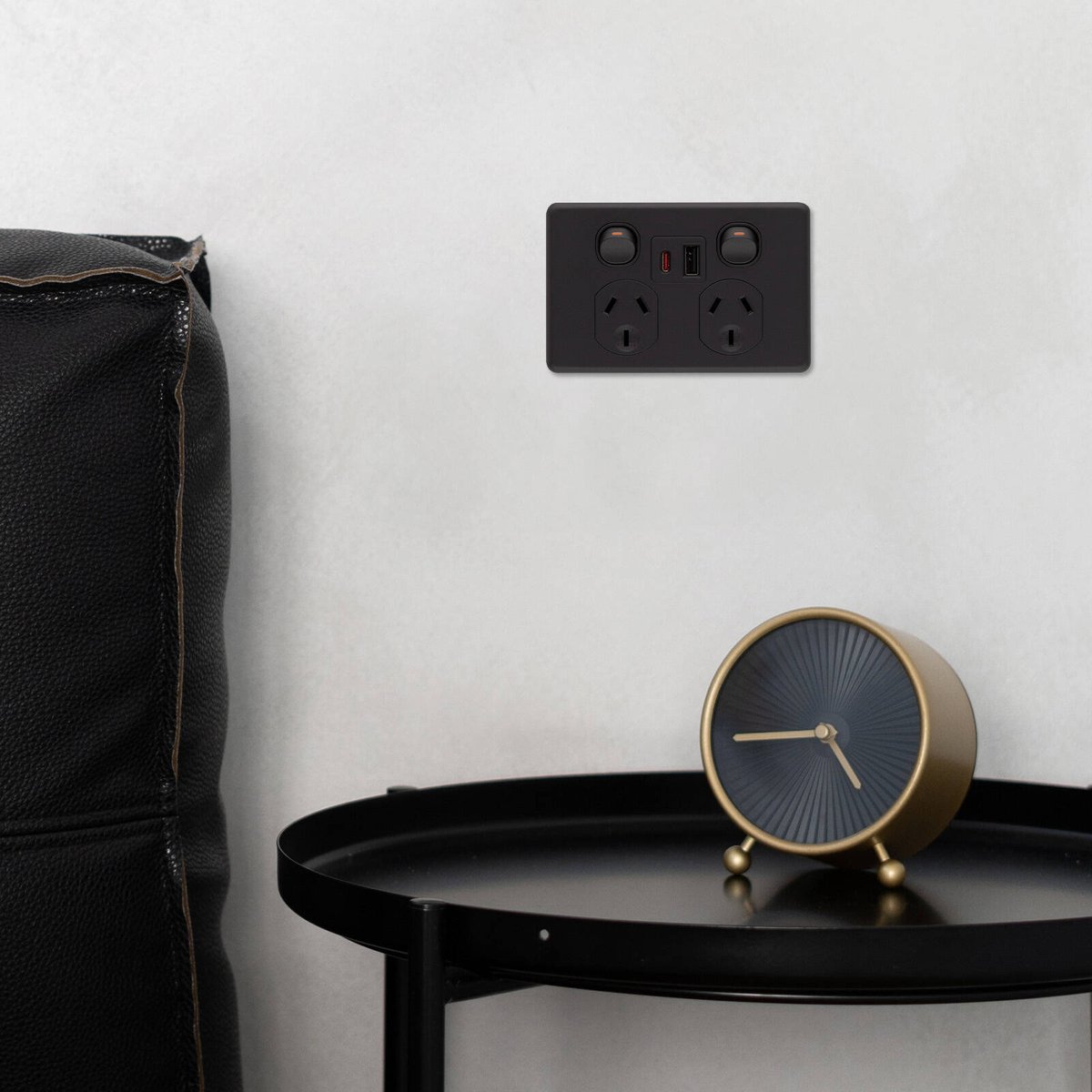 Deta x6 Double Power Point 50mm x 74mm x 115mm - Matte Black - USB A+C PD 20W Fast Charging - SuperSaverAU - view 3