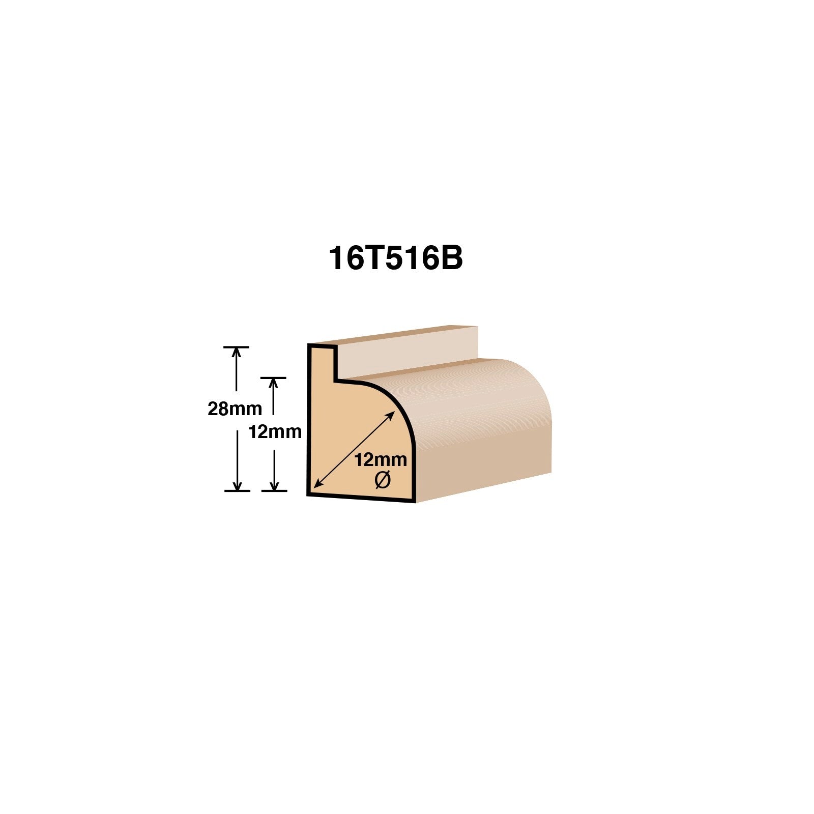 Ultra 6.4 x 12mm Round Over Tungsten Carbide Router Bit