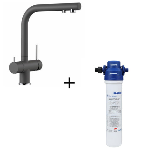 Blanco Dual Lever Tap and Filter Pack - 3-in-1 Cold, Warm and Filtered Water - Anthracite - FONTASAKIT