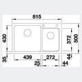 Blanco Naya 8 inset sink - anthracite granite composite, 37L main bowl and 20L second bowl - NAYA8K5