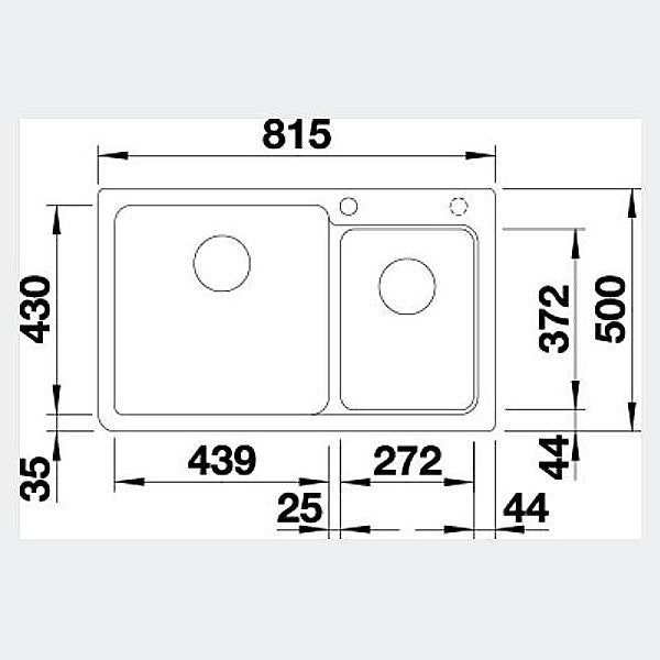 Blanco Naya 8 inset sink - anthracite granite composite, 37L main bowl and 20L second bowl - NAYA8K5