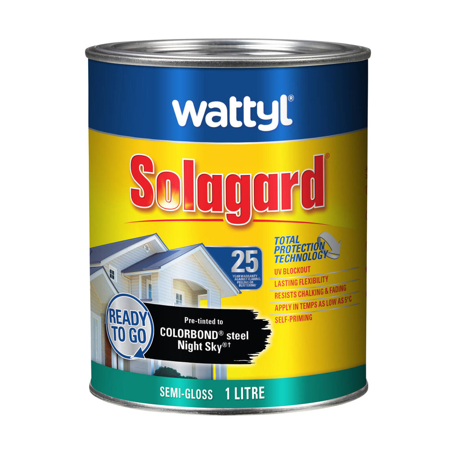 Wattyl Solagard Night Sky Semi-Gloss Pre-tinted Exterior Paint 1L UV Resistant Outdoor