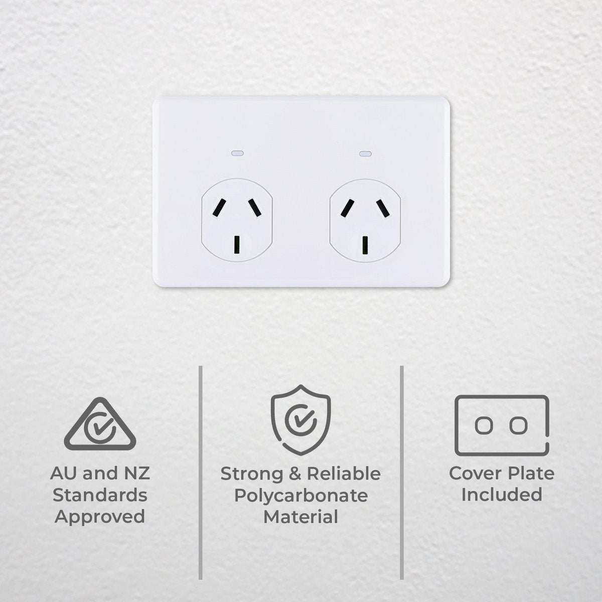 Deta x6 Series Auto Switch Double Power Point - 2 Sockets - 250V 10A - Polycarbonate - SuperSaverAU - view 2