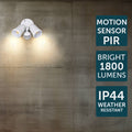 Brilliant Raptor III White Twin LED Security Light 20W Motion Sensor Outdoor 22605/05
