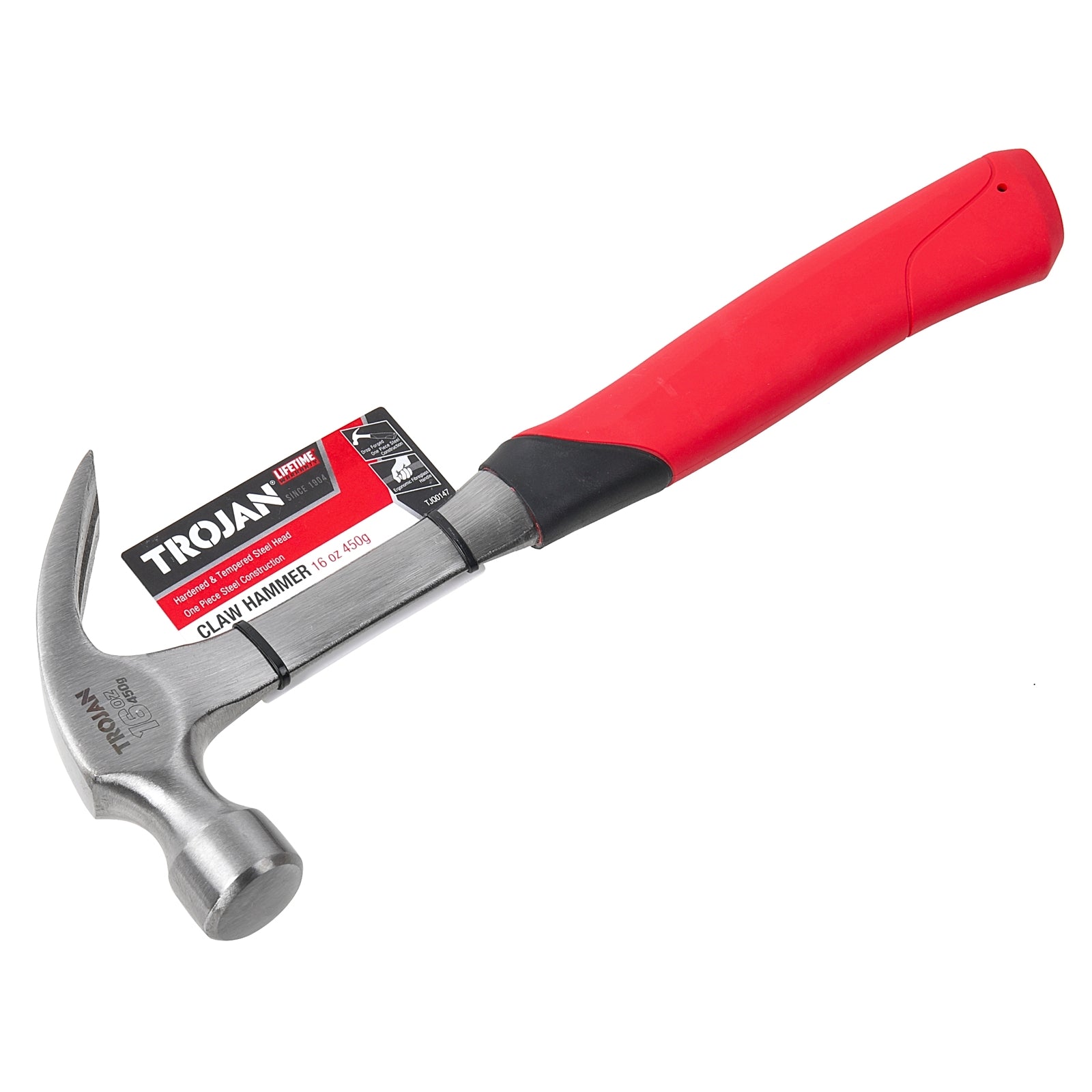 Trojan 16oz (450g) Steel Handle Claw Hammer