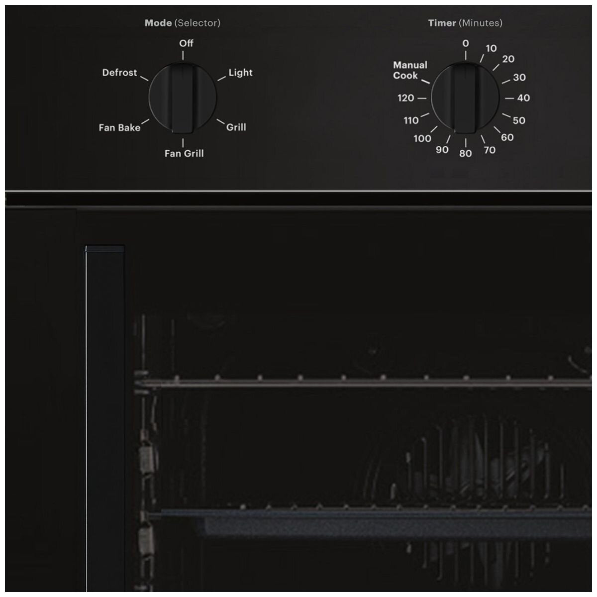 Inalto 60cm Multi-Function Oven - 67L Useable, Right Hinged Side-Opening Door, Black Glass - IOSO605M