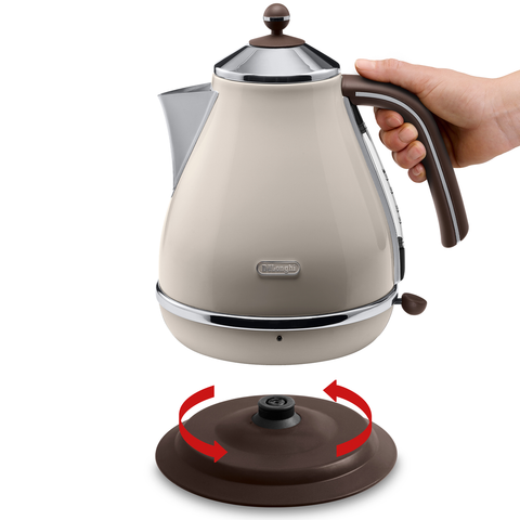 De Longhi Icona Vintage Kettle 1.7L Beige - Stainless Steel - Cordless - SuperSaverAU - view 2