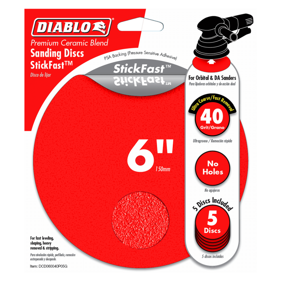 Diablo 150mm 40 Grit Abrasive Random Orbital Sheet 5 Pack - SuperSaverAU - view 1